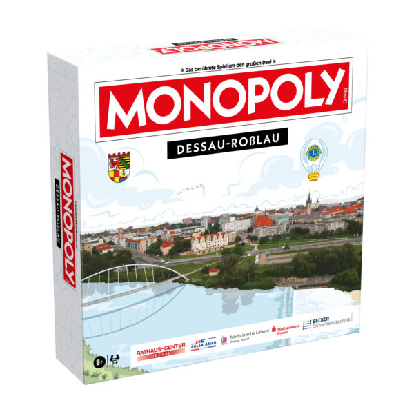 Monopoly Dessau-Roßlau - Offizielle Spielverpackung mit lokalen Sehenswürdigkeiten